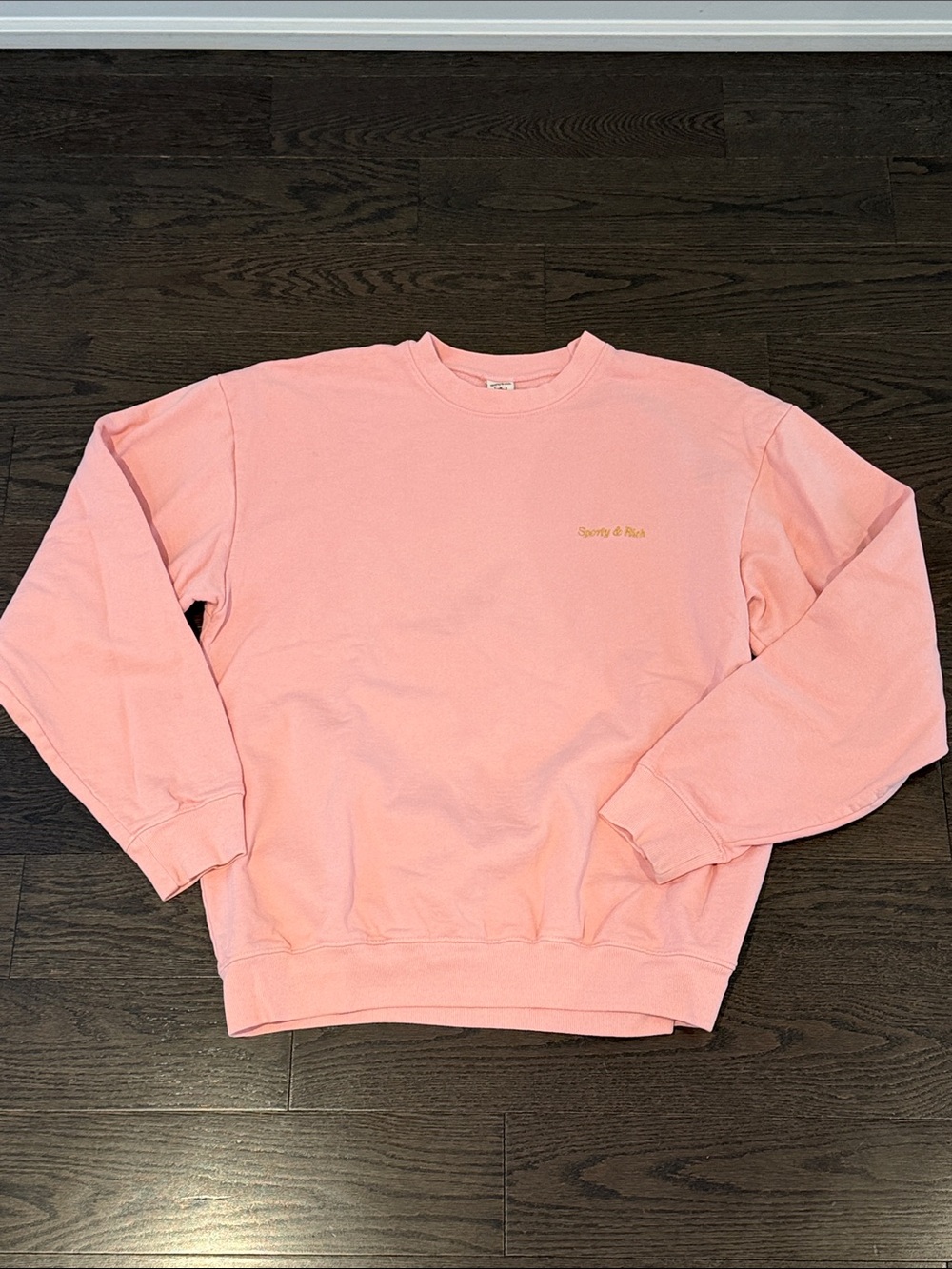 Sporty&Rich pink cotton crewneck sweater Medium